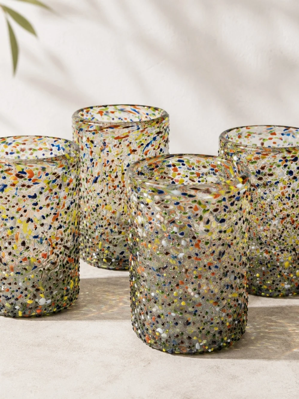 Multicolor Confetti Artisan Glass Tumbler - Set of 4